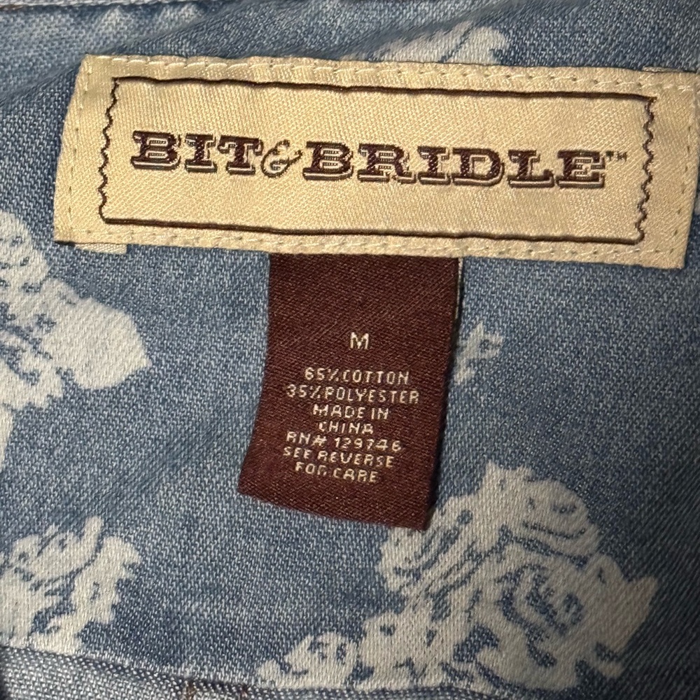 Bit & Bridle Denim Shirt with Floral Design